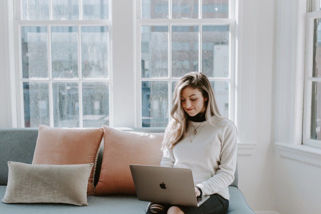 Woman working on a laptop