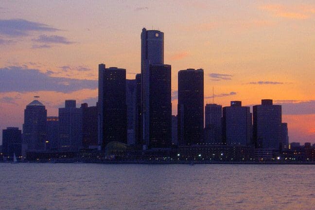 Detroit skyline.