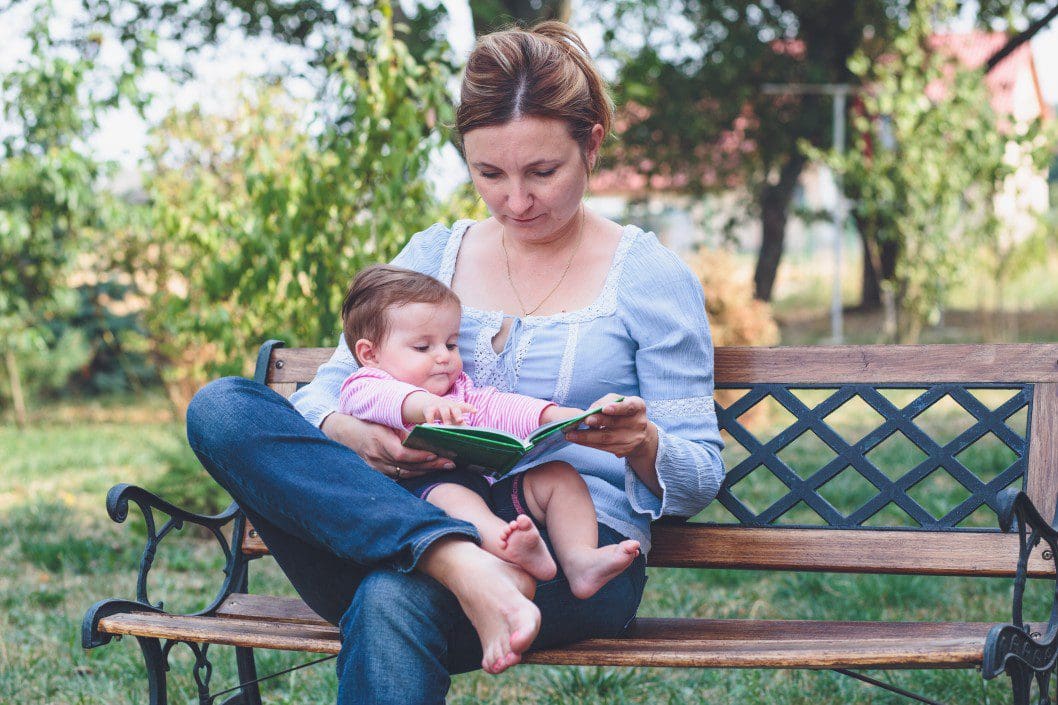 Woman and child reading together