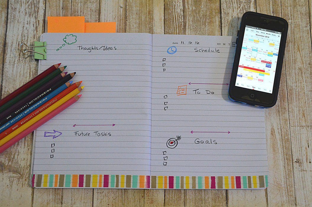 Bullet journal for daily routines.