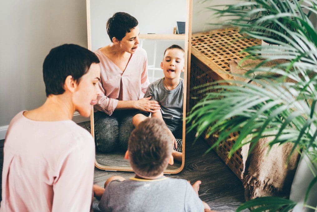 A child in speech therapy.