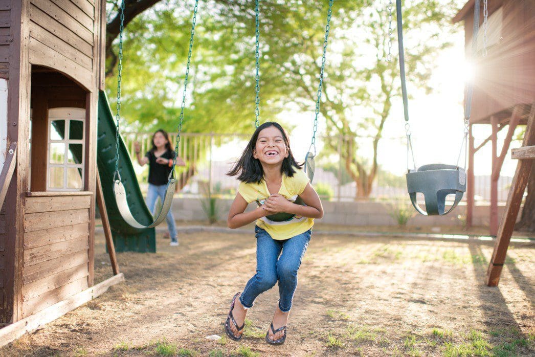 Child on the swing.
