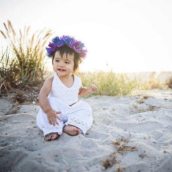 Child sitting on the beach.