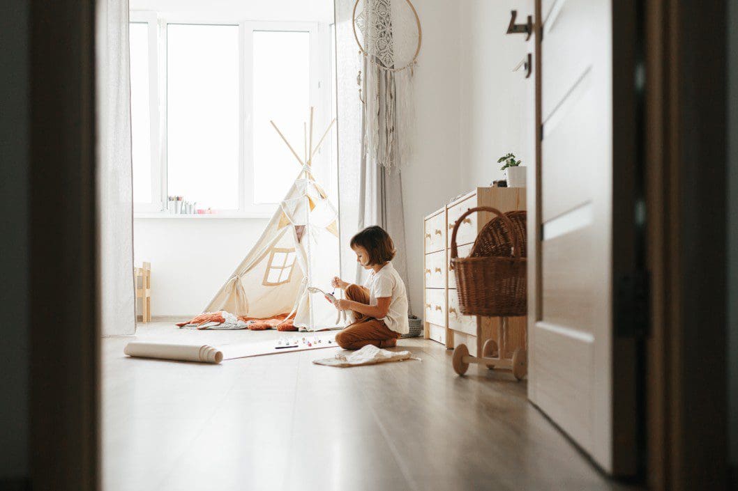 Child participating in art therapy.