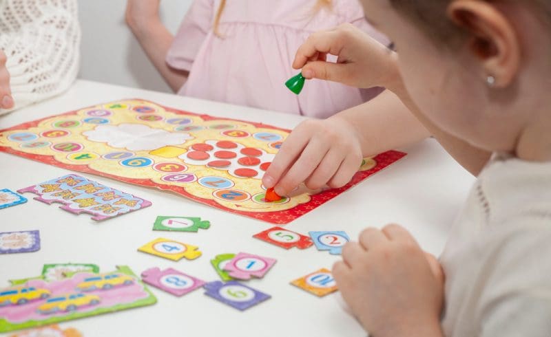 Children playing a board game