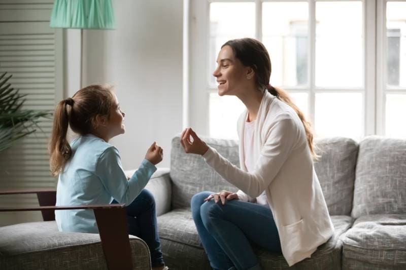 A child practices social skills