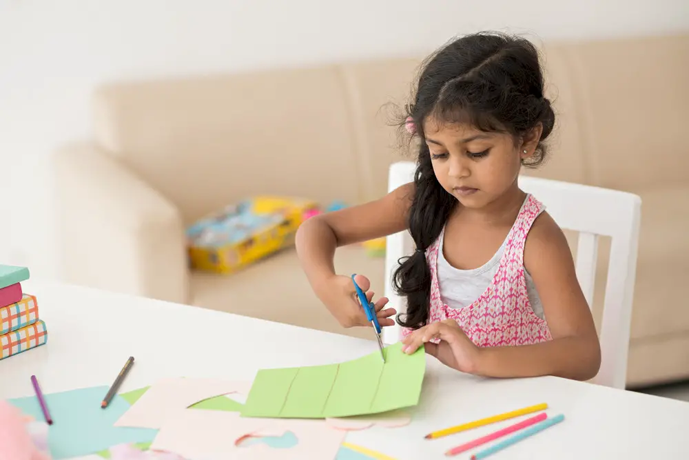 A child doing crafts